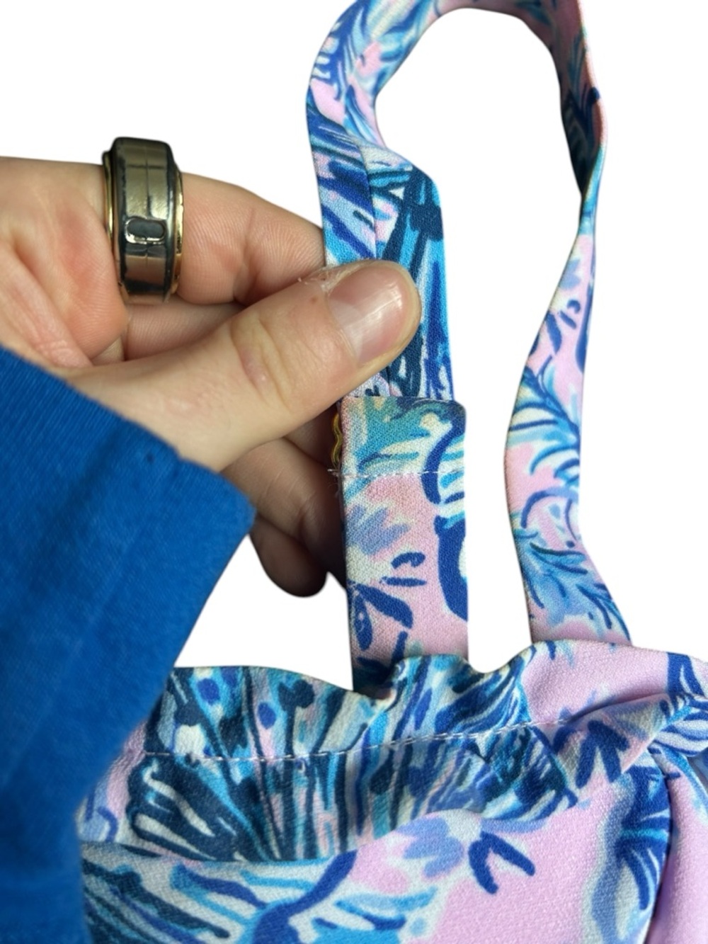 Lilly‎ Pulitzer Zenon Ruffle Romper Magnolia Lilac  Pink & Blue Floral Size 8 - Picture 7 of 10